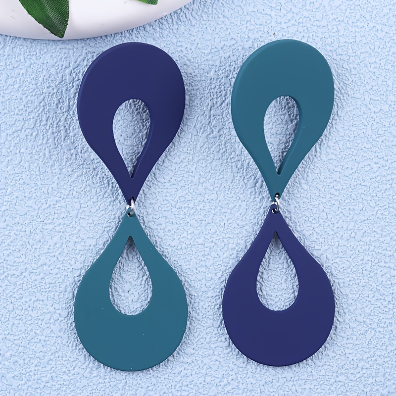 2pcs Vacation Style Hollow Waterdrop Acrylic Earrings
